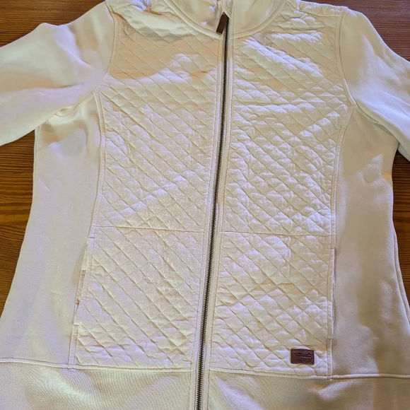 LL Bean Women's Quilted Full Zip Sweatshirt, Size XL, Cream - Picture 8 of 14